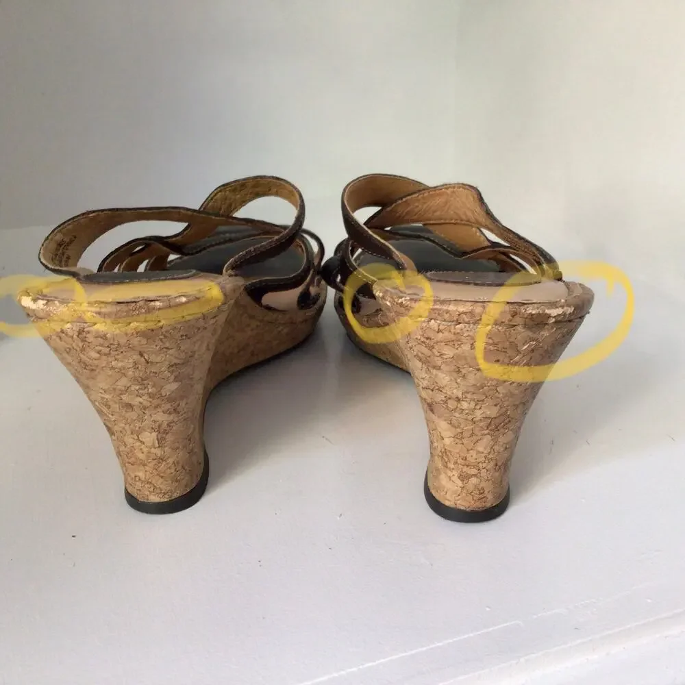 Born Slip On Brown Leather Sandals Sz 9